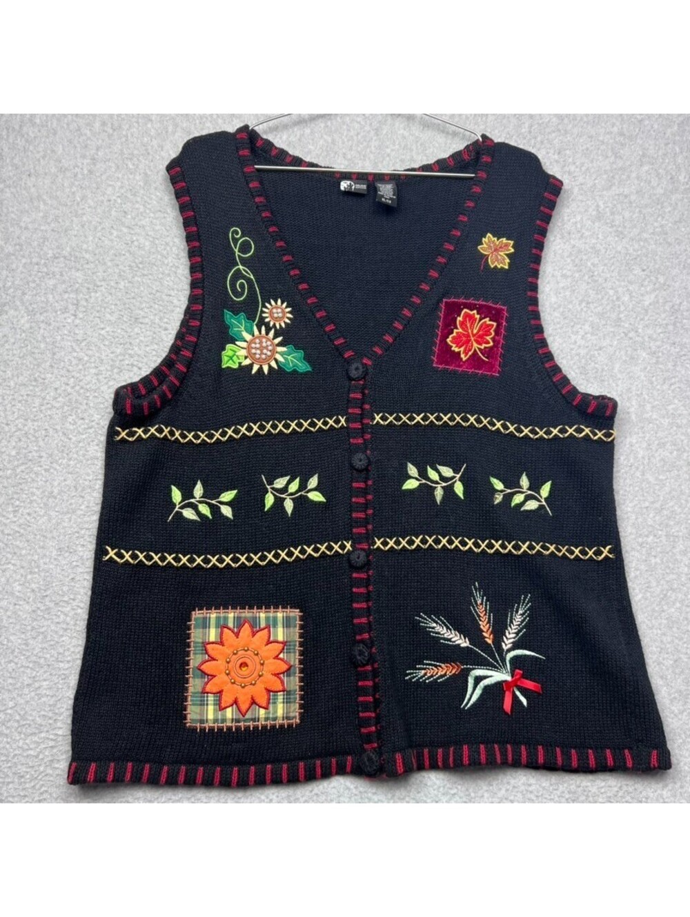 Vtg Holiday Editions Fall Sweater Vest XL Eclectic Grandpa GrandmaCore Harvest